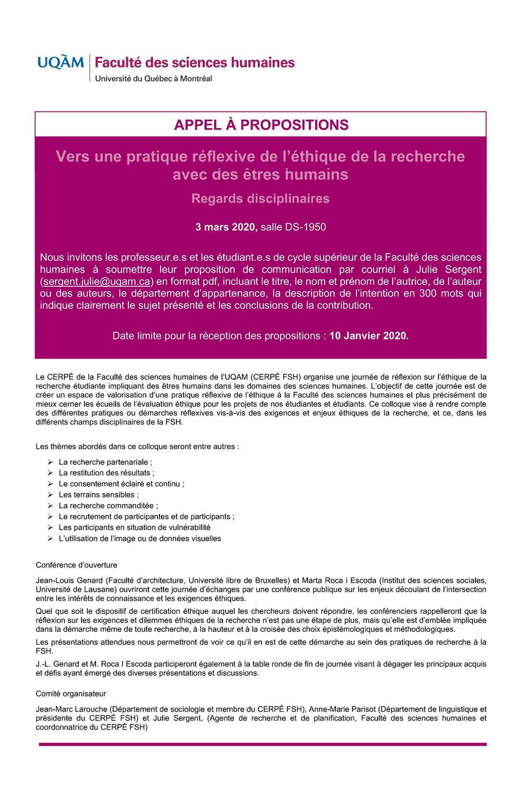 Appel à propositions